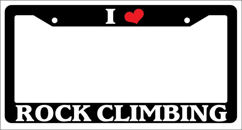 Black License Plate Frame "I Heart Rock Climbing" Auto Accessory Novelty  Mod-GRAPH9856236-2562