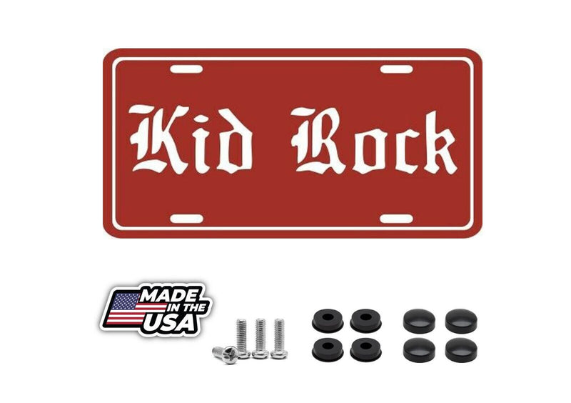 KID ROCK METAL LICENSE PLATE MUSIC TAG - RED - NEW