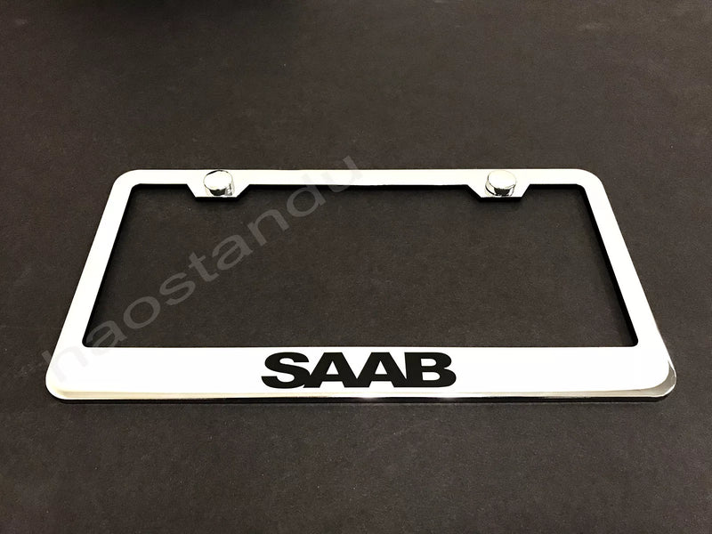 1x SAAB STAINLESS STEEL LICENSE PLATE FRAME + Screw Caps