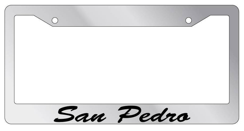 Chrome METAL License Plate Frame San Pedro Cursive Auto Accessory 1101  Mod-GRAPH9856236-8917