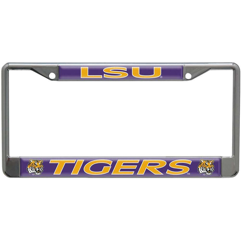 NCAA LSU Tigers Metal License Plate Frame w/Domed Acrylic