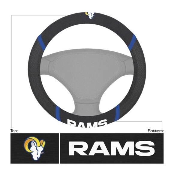 NFL Los Angeles Rams Embroidered Steering Wheel Cover NEW LOGO!!