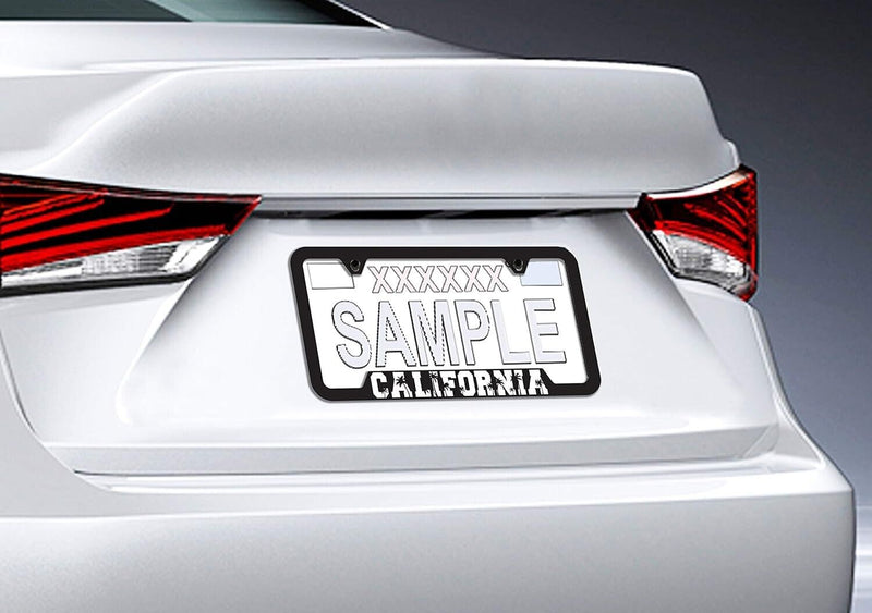 CALIFORNIA Universal Black Stainless Steel License Plate Frame - Palm Trees