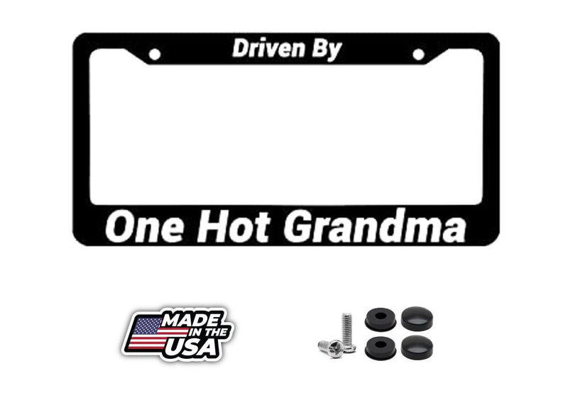 Driven By One Hot Grandma License Plate Frame jdm funny Granny MILF