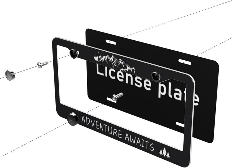 Adventure Awaits License Plate Frame Mountains License Plate Frame