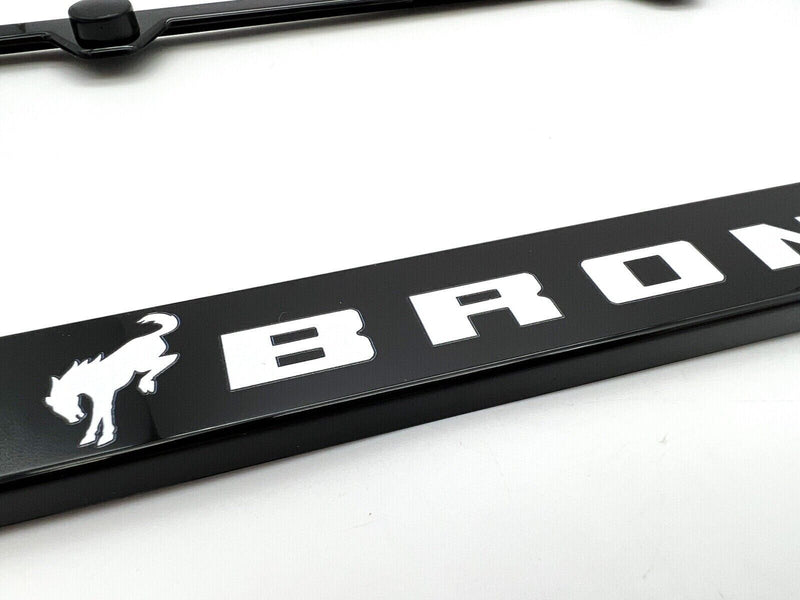 Ford Bronco Universal Unbreakable Black License Plate Frame - White Logo