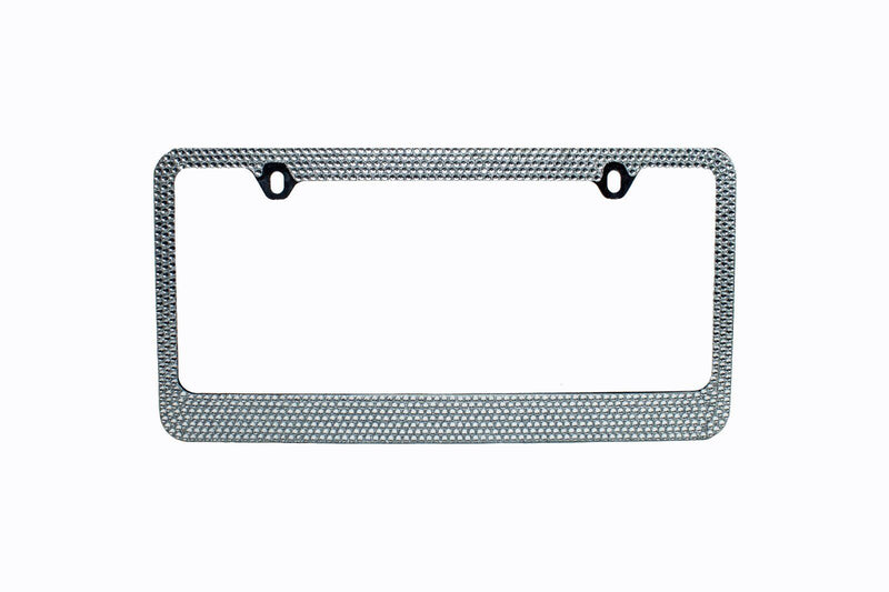 7 Rows White Bling Crystal Rhineston METAL License Plate Frame+Bling Caps