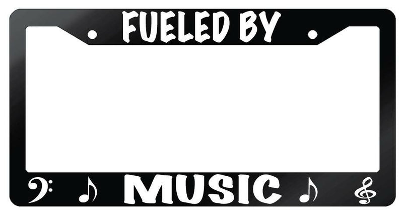 Fueled By Music Glossy Black Plastic License Plate Frame  Mod-GRAPH9856236-6919