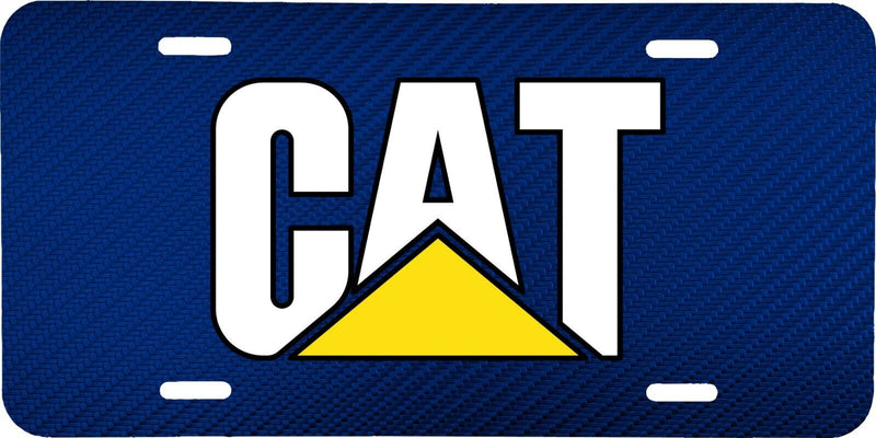 CAT CATERPILLAR BLUE CARBON FIBER LOOK VEHICLE LICENSE PLATE TRACTOR TAG .040 GA