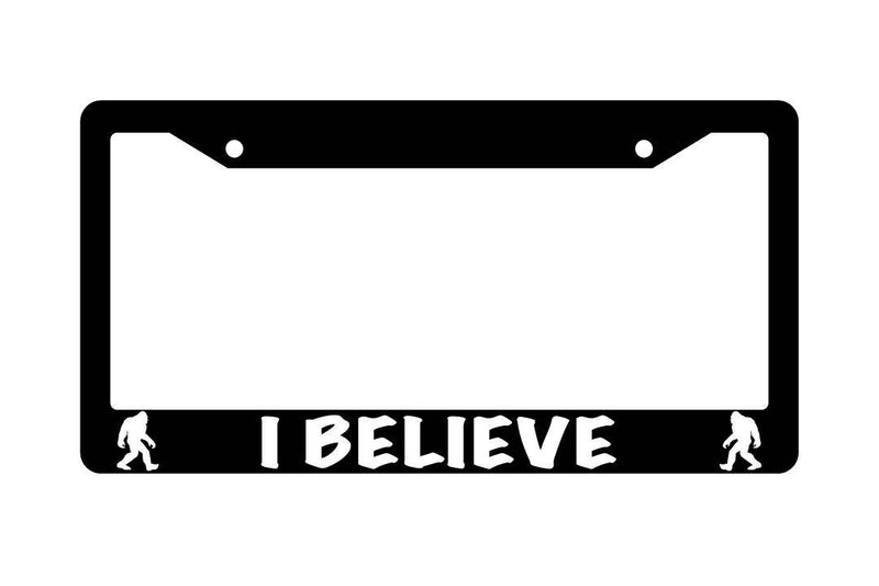 Black License Plate Frame I BELIEVE w/SASQUATCH Auto Accessory 875  Mod-GRAPH9856236-2419