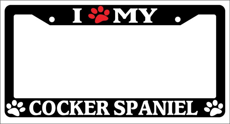 Black License Plate Frame I Heart My Cocker Spaniel (Paw) Auto Accessory -336  Mod-GRAPH9856236-1143