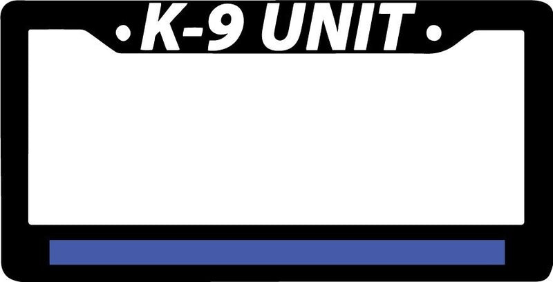 THIN BLUE K9 CANINE POLICE UNIT BLUE LIVES MATTER Black License Plate Frame NEW