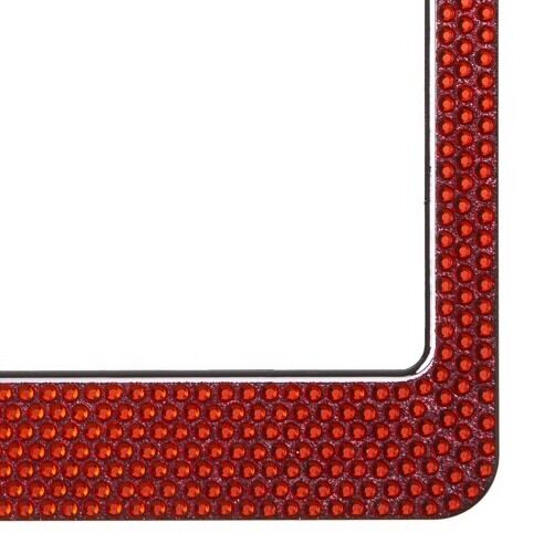 Red Crystal Rhinestones License Plate Frame 7 rows Special Bling Offer