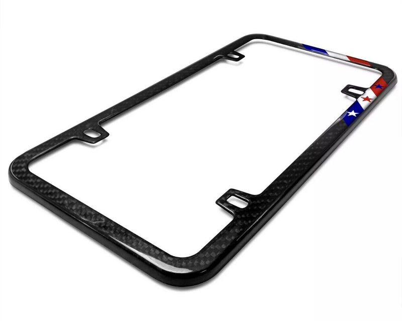 Real Black Carbon Fiber USA Amercan Flag Sports Stripe Slim License Plate Frame