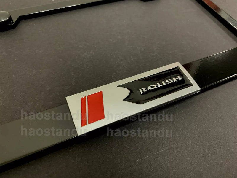 1x ROUSH 3D Emblem BLACK Stainless License Plate Frame