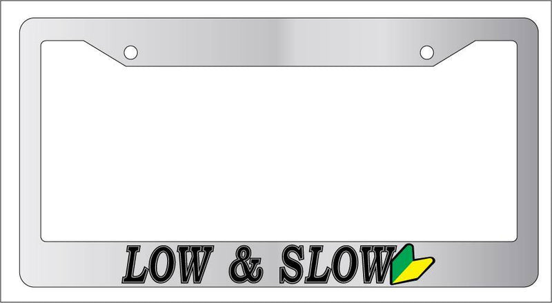 Chrome License Plate Frame LOW &amp; SLOW (For JDM) Auto Accessory LOGO  Mod-GRAPH9856236-5422