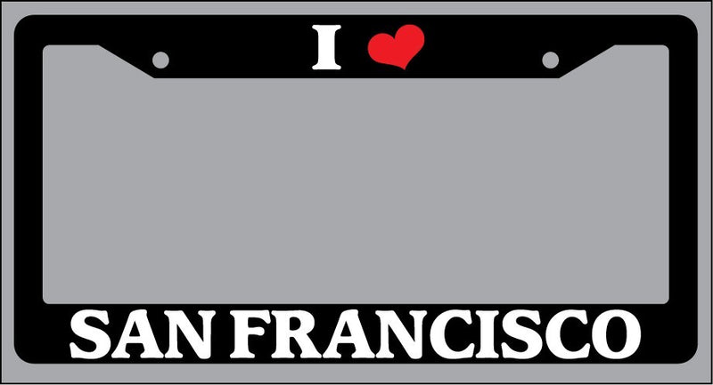 Black License Plate Frame "I Heart San Francisco" Auto Accessory Novelty 2638  Mod-GRAPH9856236-845