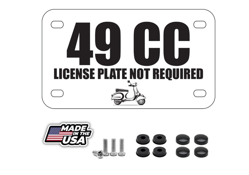 Scooter Tag No License Plate Required 49cc 49 CC Metal 7x4 Tag