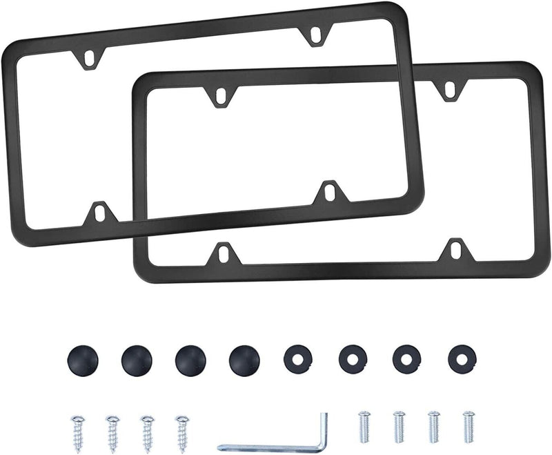 2x High Quality Stainless Steel Metal License Plate Frame Cover Black New US