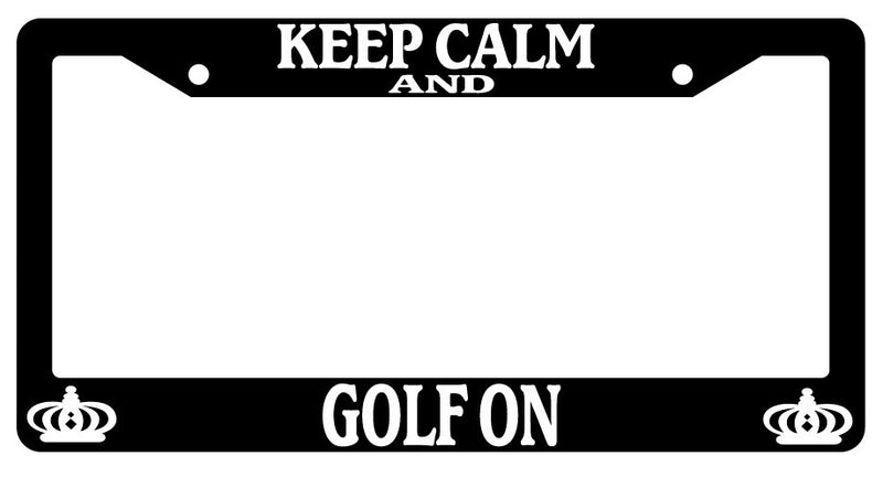 Black License Plate Frame Keep Calm And Golf On Auto Accessory Novelty  Mod-GRAPH9856236-2922