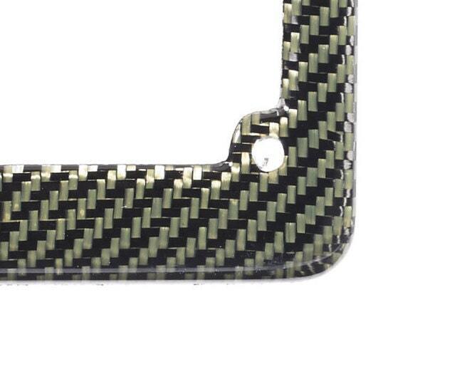 Real 100% Yellow Carbon Fiber Motorcycle License Plate Frame With Free Caps