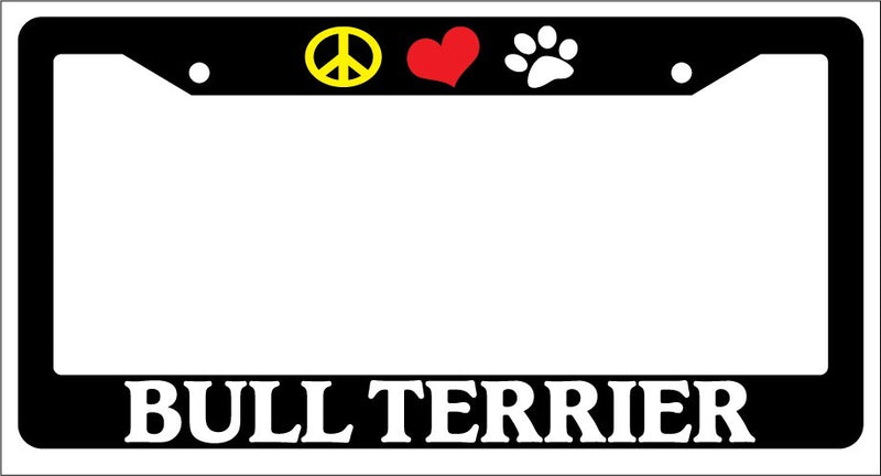 Black License Plate Frame Peace Love Paw Bull Terrier Auto Accessory -319  Mod-GRAPH9856236-1074