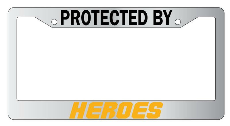 Protected By Heroes Chrome License Plate Frame Auto My Hero Academia  Mod-GRAPH9856236-5701