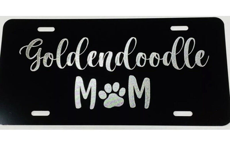 Goldendoodle Mom Diamond Etched Engraved License Plate Car Tag Great Gift