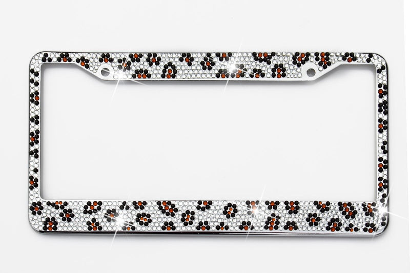 Bling Leopard Diamond License Plate Frame