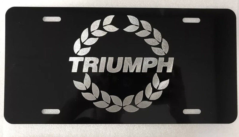 Triumph Logo Car Tag Diamond Etched on Aluminum License Plate