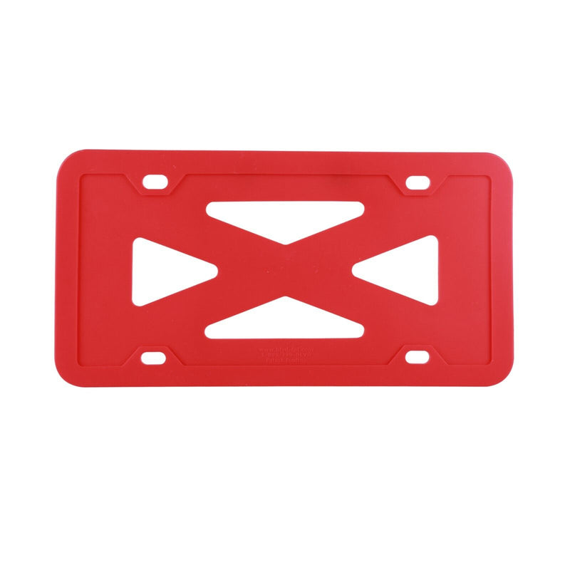 Two Red Silicone License Plate Frame Holder with Installation Screws & Caps PAIR