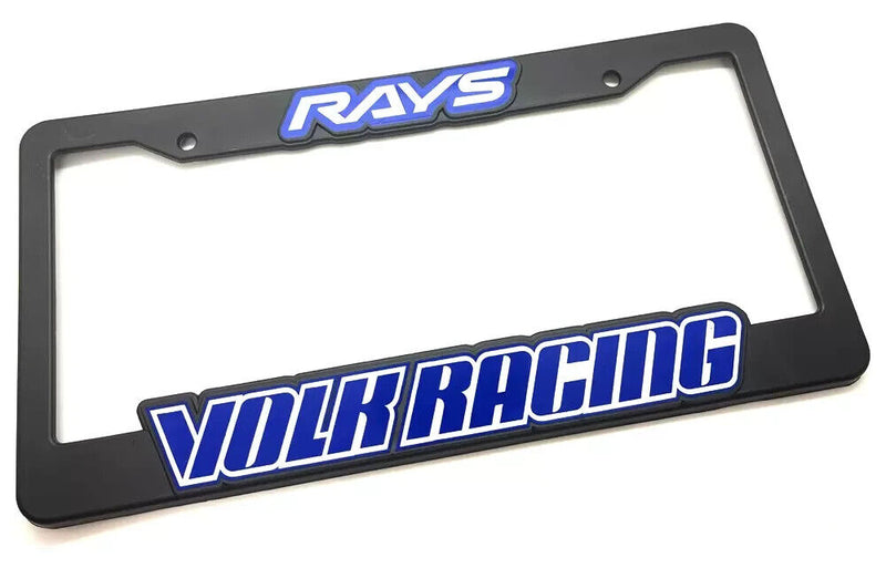 Rays Volk Racing License Plate Frame Blue TE37 CE28 - Pair - Including Hardware