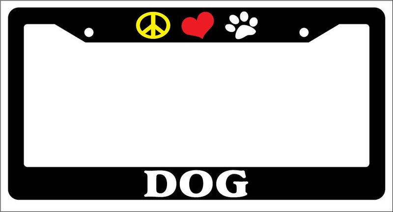 Black License Plate Frame Peace Love Paw Dog Auto Accessory Novelty  Mod-GRAPH9856236-1069