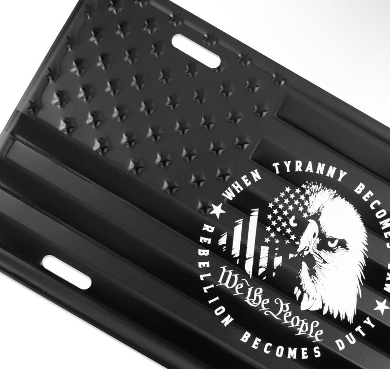 License Plate Tag We The People against Tyranny, Patriotic American Flag w/Eagle