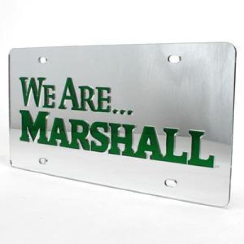 NCAA Marshall Inlaid Acrylic License Plate - "We Are" Green