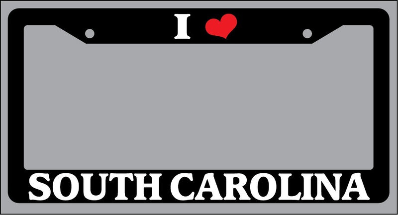 Black License Plate Frame "I Heart South Carolina" Auto Accessory Novelty  Mod-GRAPH9856236-858