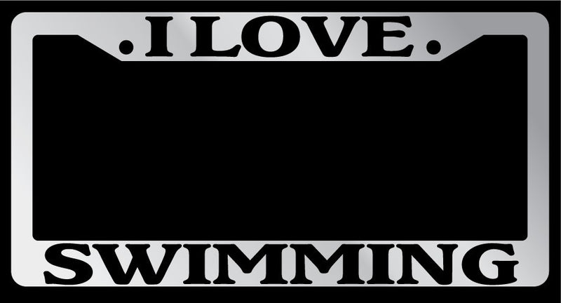 Chrome License Plate Frame "I Love Swimming" Auto Accessory Novelty  Mod-GRAPH9856236-1341