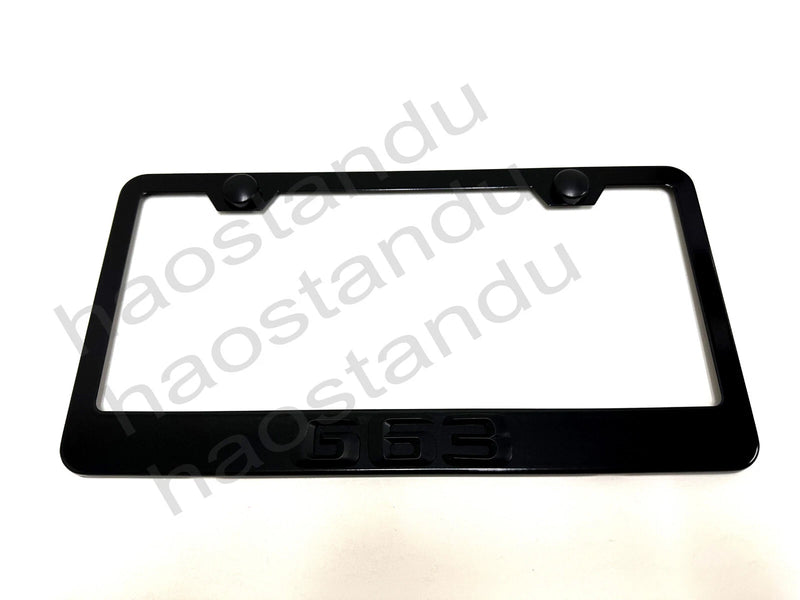 1x Black "G63" 3D Emblem BLACK Stainless License Plate Frame RUST FREE