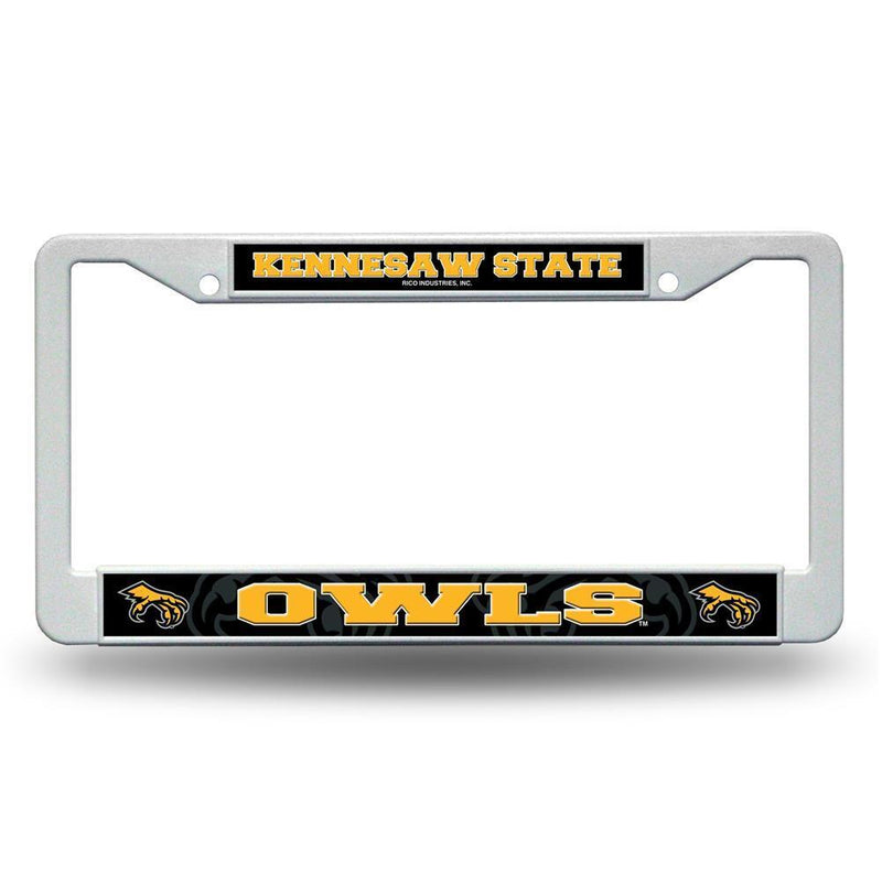 NCAA Kennesaw State Owls White Plastic License Plate Frame