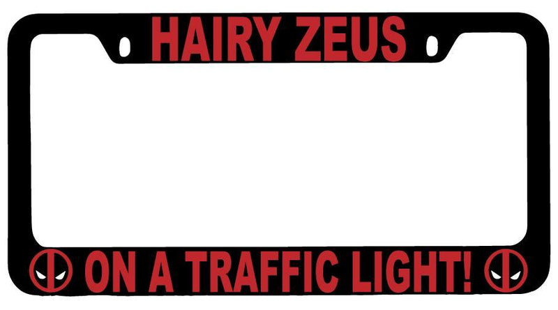 Black METAL Hairy Zeus On A Traffic Light License Plate Frame Auto For Deadpool  Mod-GRAPH9856236-9187