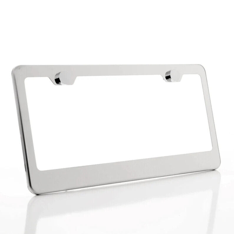 Mirror Finished Stainless Steel License Plate Frame w/ Chrome Screw Caps