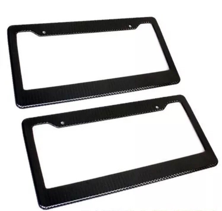 2 x JDM Carbon Fiber Painted Style Look License Plate Frame Front/Rear Cover
