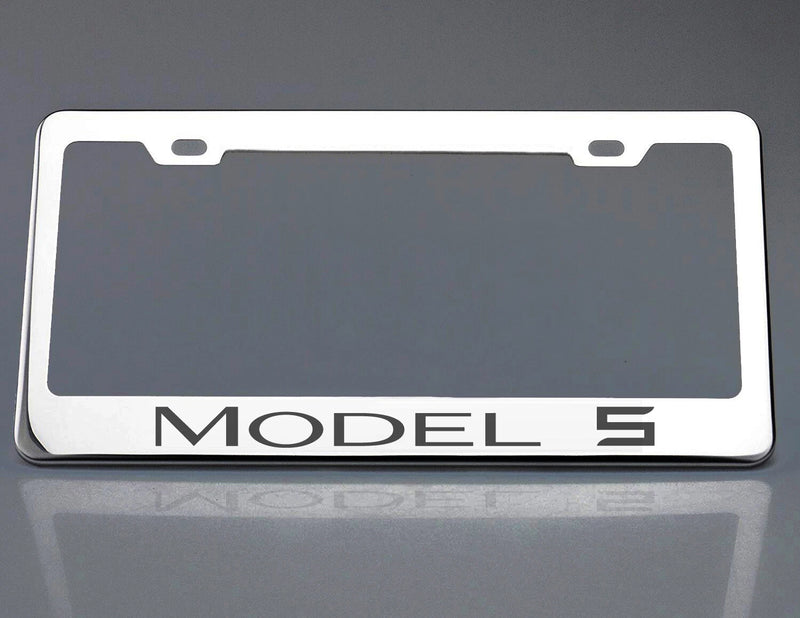 Tesla Model S Stainless Steel License Plate Frame, Silver, Rear, Road Legal, Laser Engraved, Car