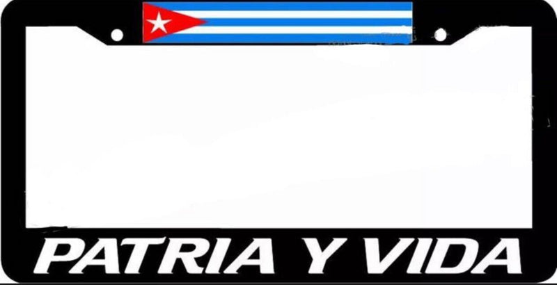 Patria y Vida Cuba Cuban Havana Miami Black PLATE HOLDER License Plate Frame