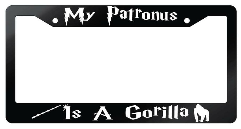 My Patronus Is A Gorilla Glossy Black Plastic License Plate Frame For Harry Potter  Mod-GRAPH9856236-7120