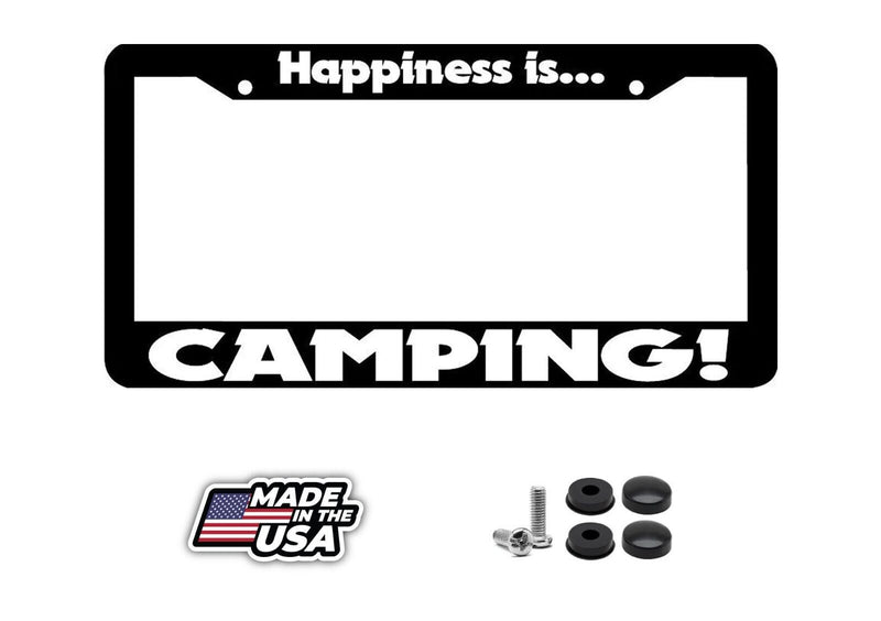 HAPPINESS IS CAMPING License Plate Frame