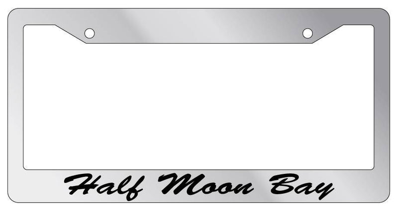 Chrome METAL License Plate Frame Half Moon Bay Cursive Auto Accessory 1339  Mod-GRAPH9856236-8876