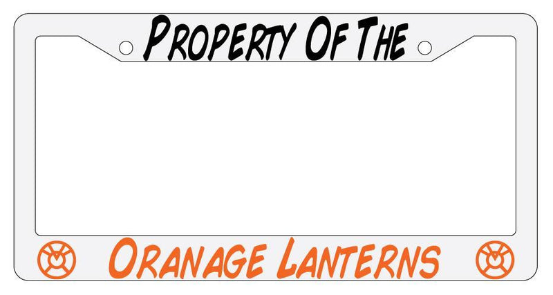 Property Of The Orange Lanterns White Plastic License Plate Frame  Mod-GRAPH9856236-1790