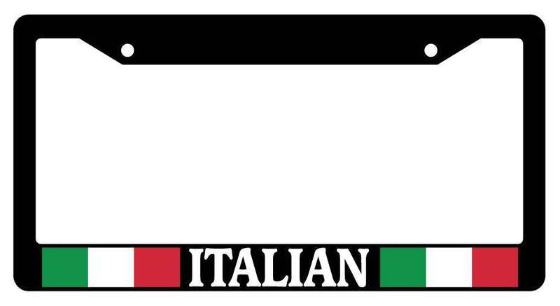 Black License Plate Frame ITALIAN (flag) Auto Accessory 1489  Mod-GRAPH9856236-3894