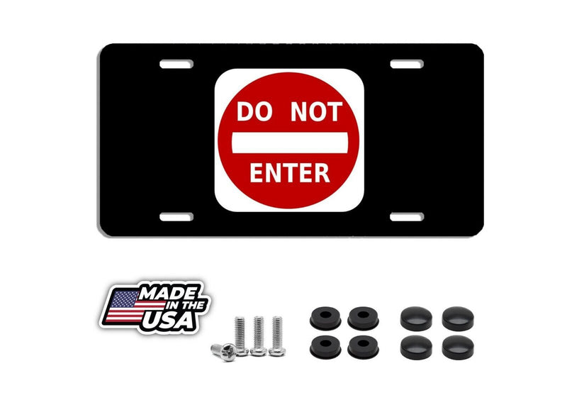 Do not enter black auto vehicle art aluminum license plate car truck SUV tag